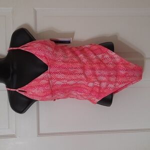 NWT iSABELLAROSE PINK/WHITE ONE PIECE SWIMSUIT SZ M